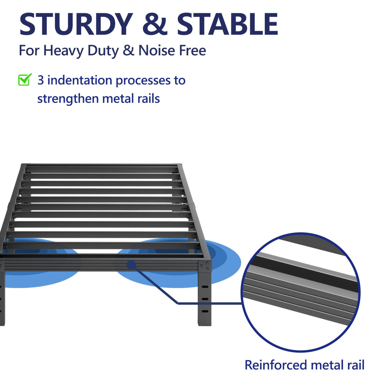 18 Inch High Metal Full Size Platform Bed Frame, Black F296172