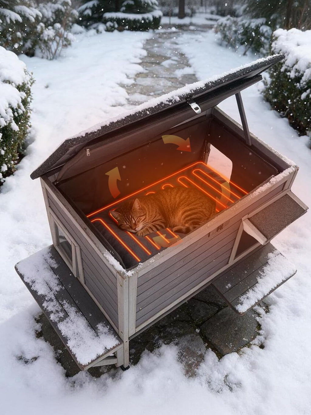 6-Sides Insulated Outdoor Heated Cat House L342