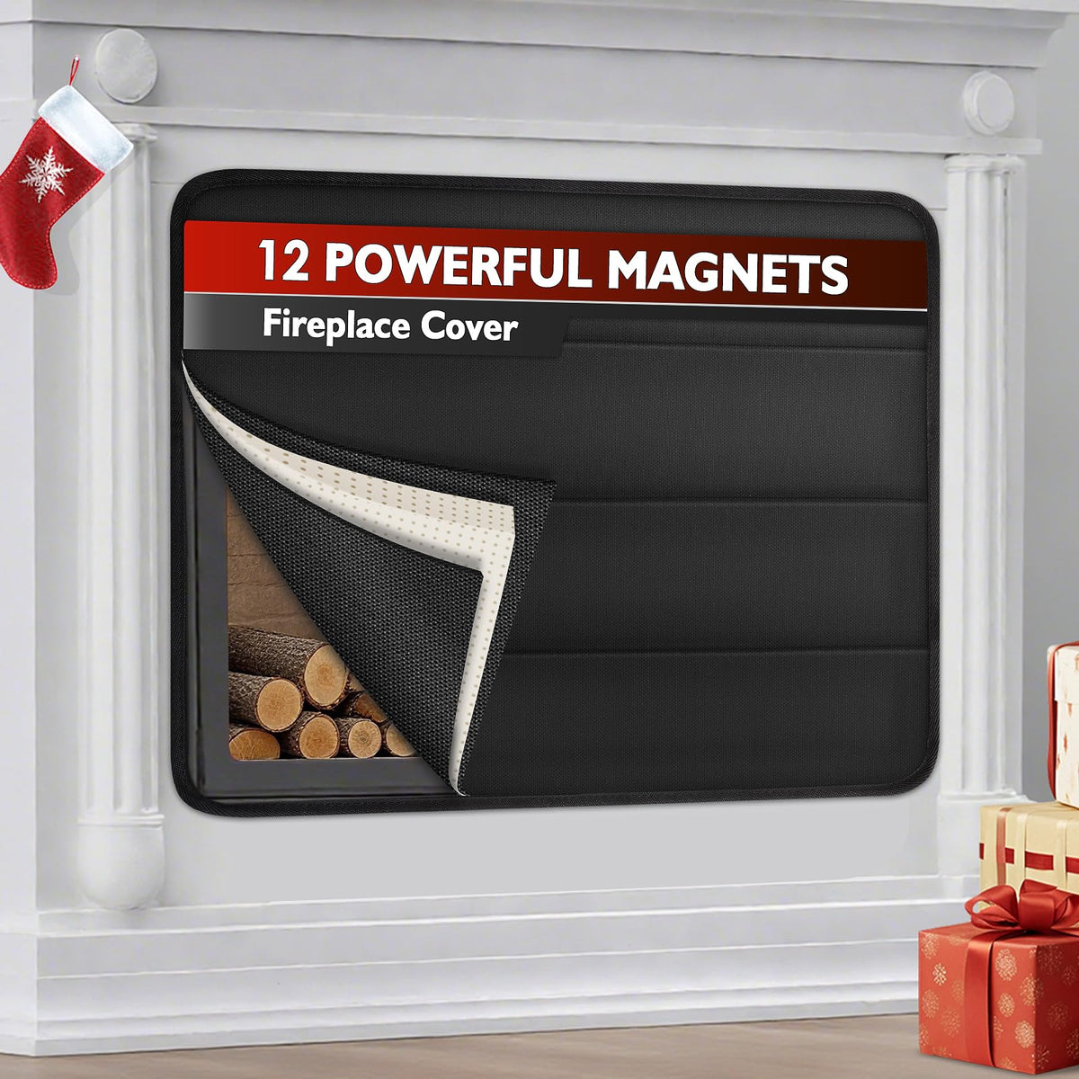 Black Magnetic Fireplace Cover I737