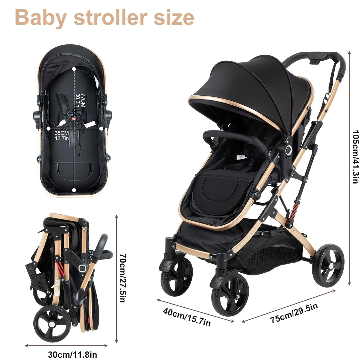Foldable 2 in 1 Baby Stroller Y8588