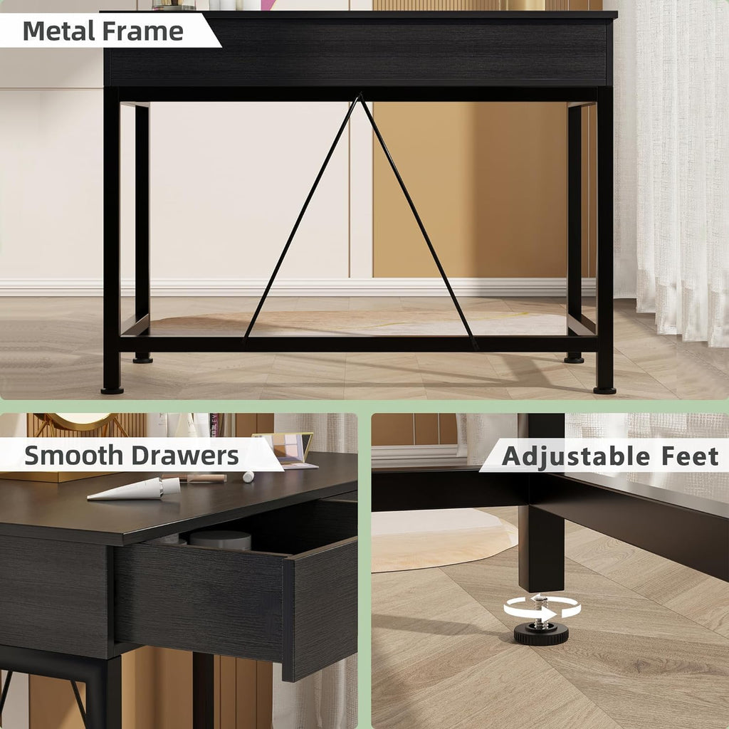Black Wooden Computer Desk with Drawers Z45120