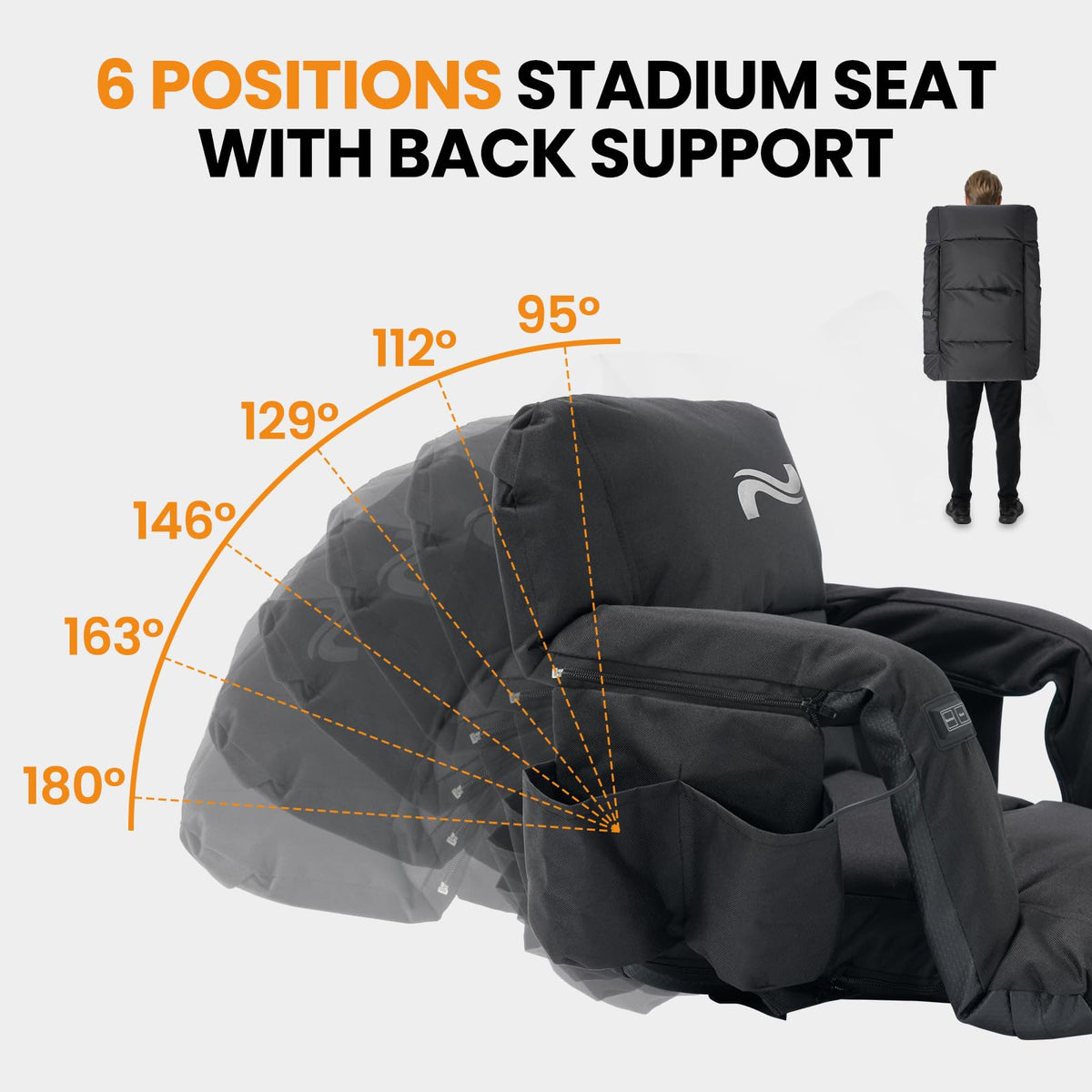 25in Extra Wide Thick Heated Stadium Seats with Back Support J2938