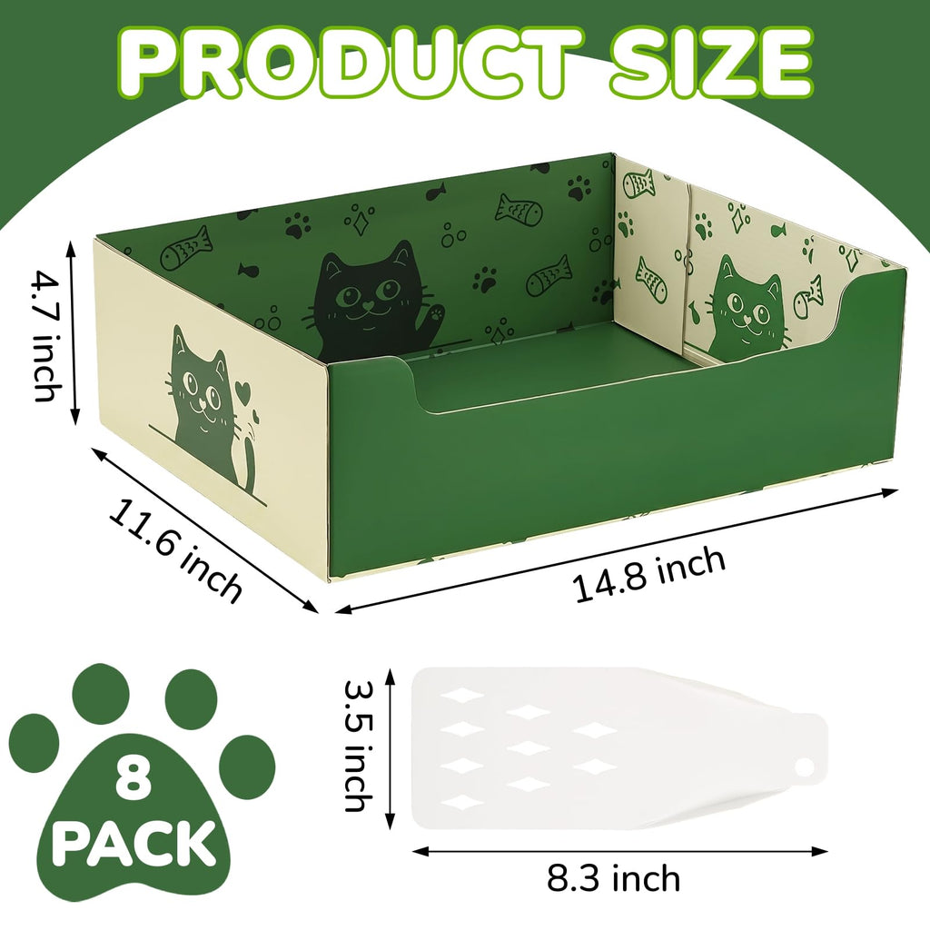8 Pcs Disposable Cat Litter Box with Scoop E352