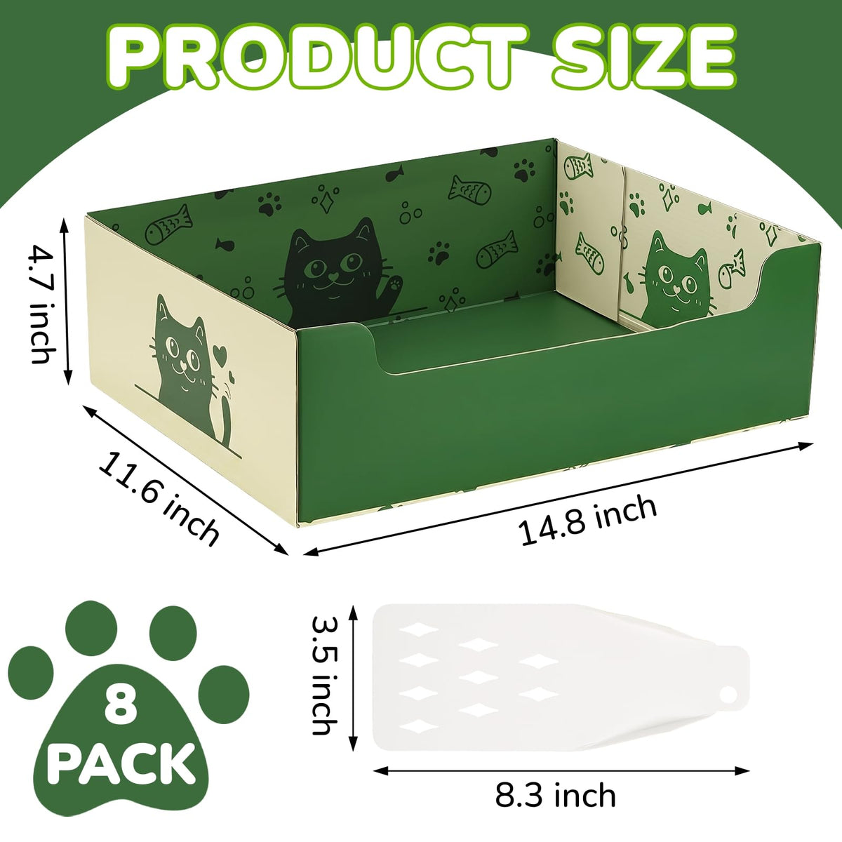 8 Pcs Disposable Cat Litter Box with Scoop E352