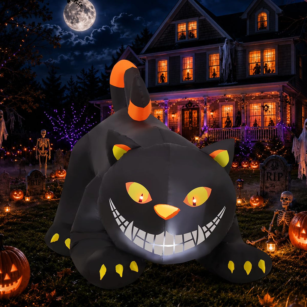 6 FT Halloween Inflatable Black Cat with LED Lights K6838