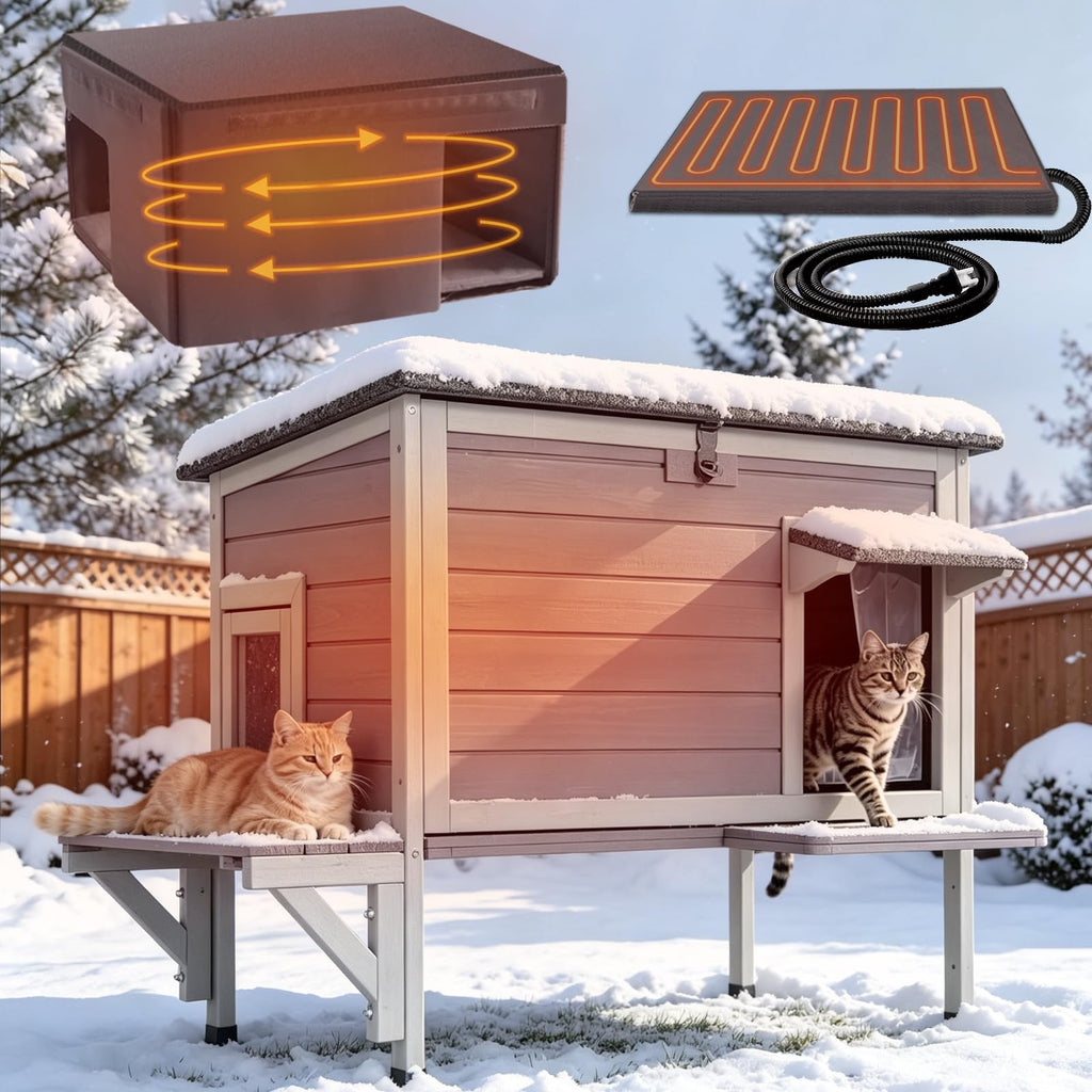 6-Sides Insulated Outdoor Heated Cat House L342