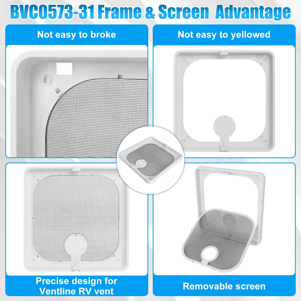 Birch White Roof Vent Frame Screen Replacement 13.5×13.5inch P2375