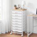 8 Drawer Rolling Storage Cart with Wooden Tabletop E595109
