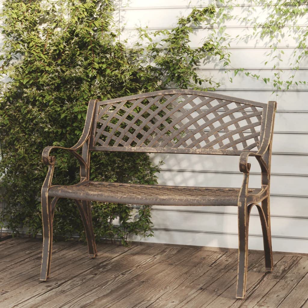Bronze Cast Iron Garden Bench with Floral Design R590142