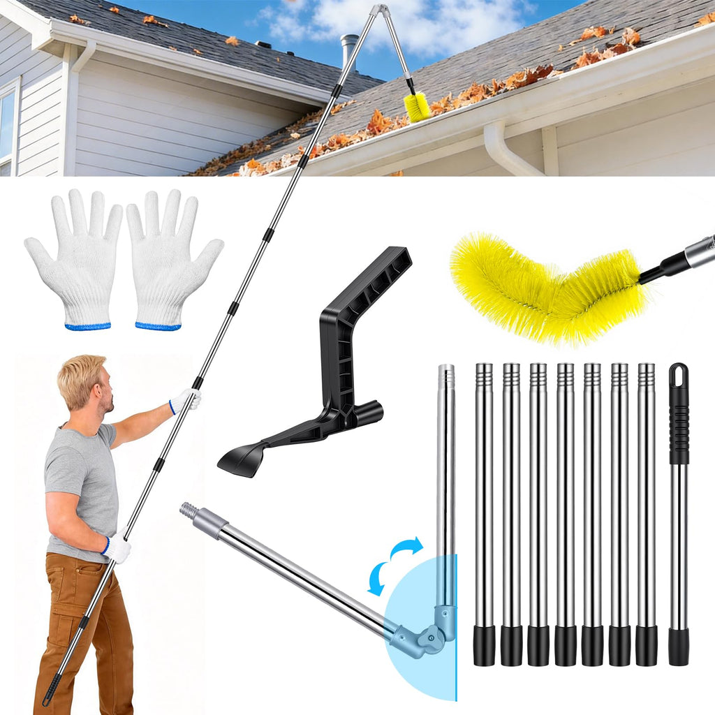 13FT Adjustable Gutter Cleaning Brush Kit with Shovel H3392