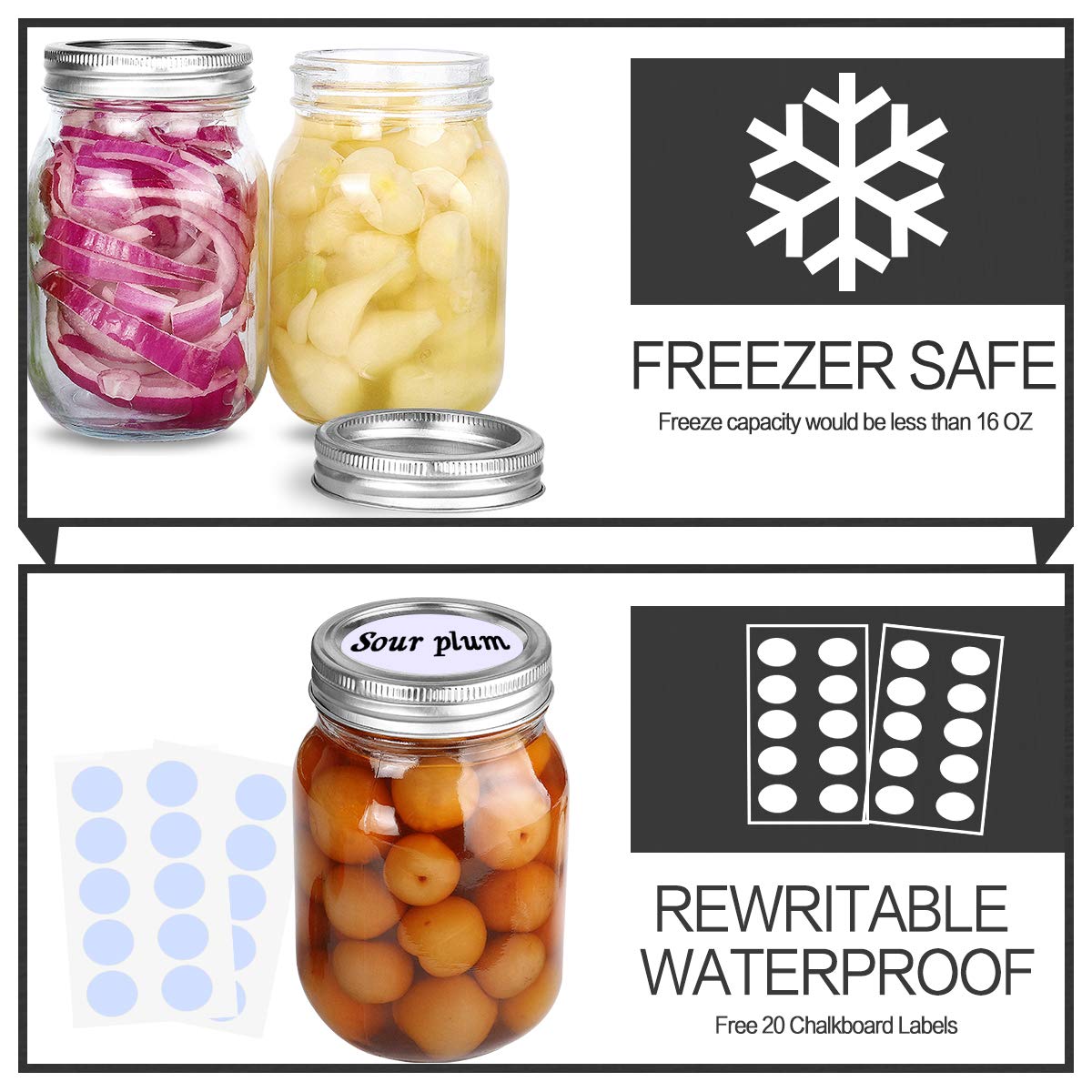 16oz Regular Mouth Mason Jars 18 Pack Y902494