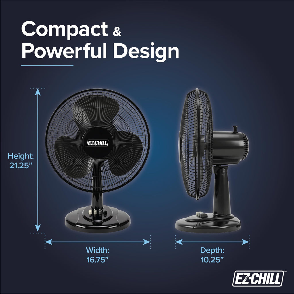 16" 3-Speed Oscillating Table Fan Black Y503