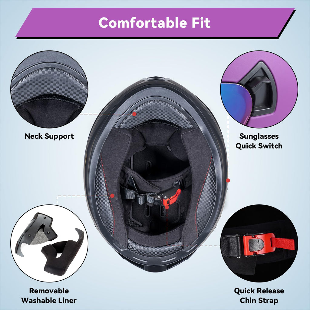 DOT Approved Full Face Motorcycle Helmets Y72972