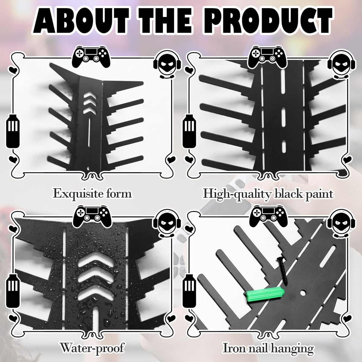 4-Pack Wall Mount Metal DVD Rack Holds 72 Games H923290