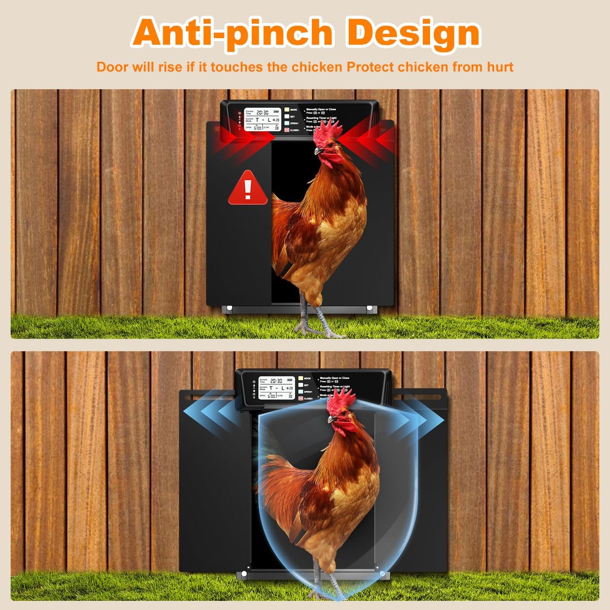 Automatic Chicken Coop Door Solar Powered with Timer & Light Sensor L175276
