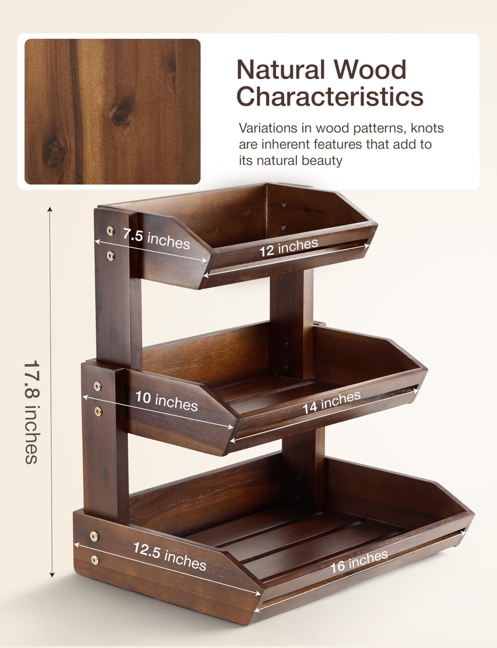 Acacia 3 Tier Fruit Basket P254