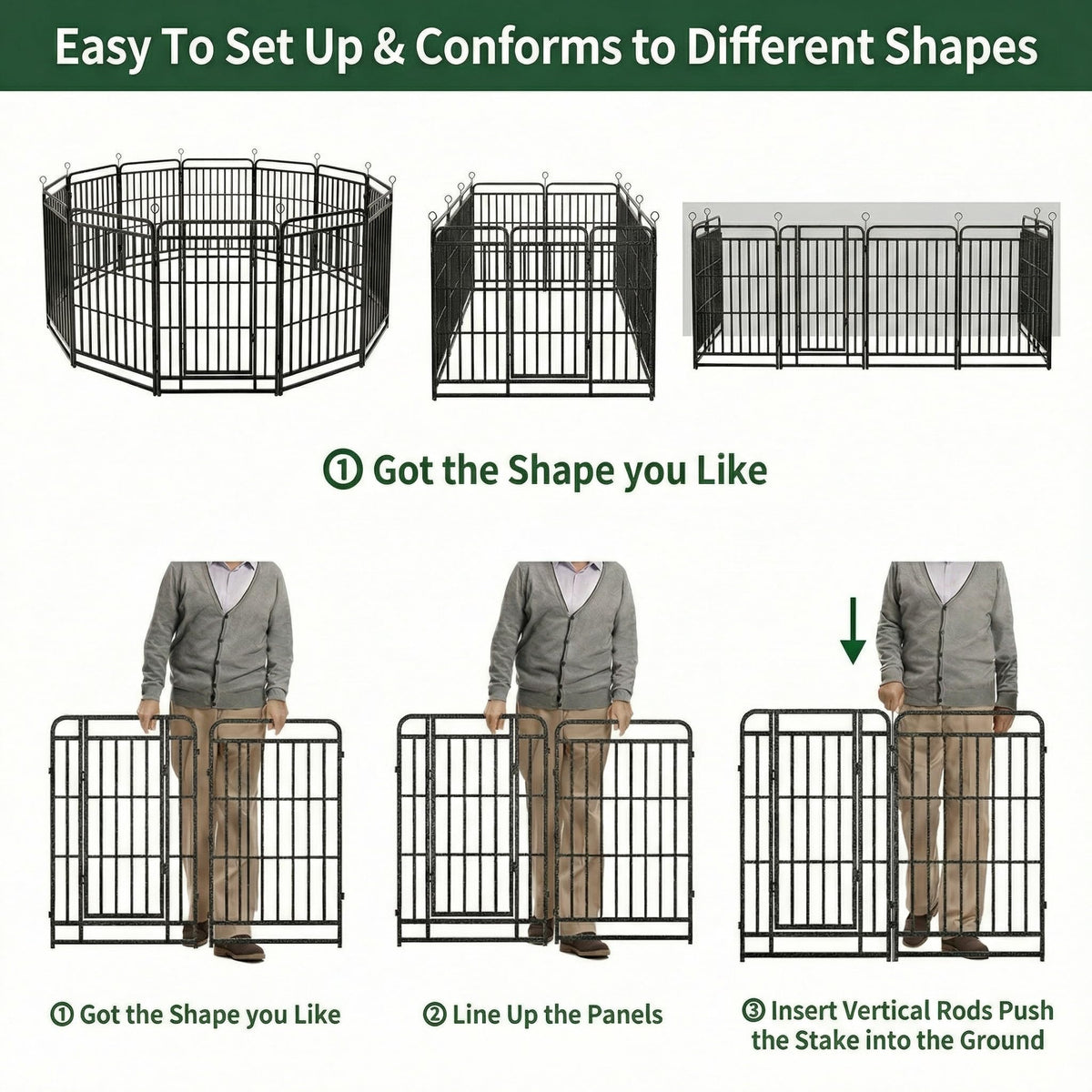 16 Panels 40'' Rustproof Metal Dog Playpen L582