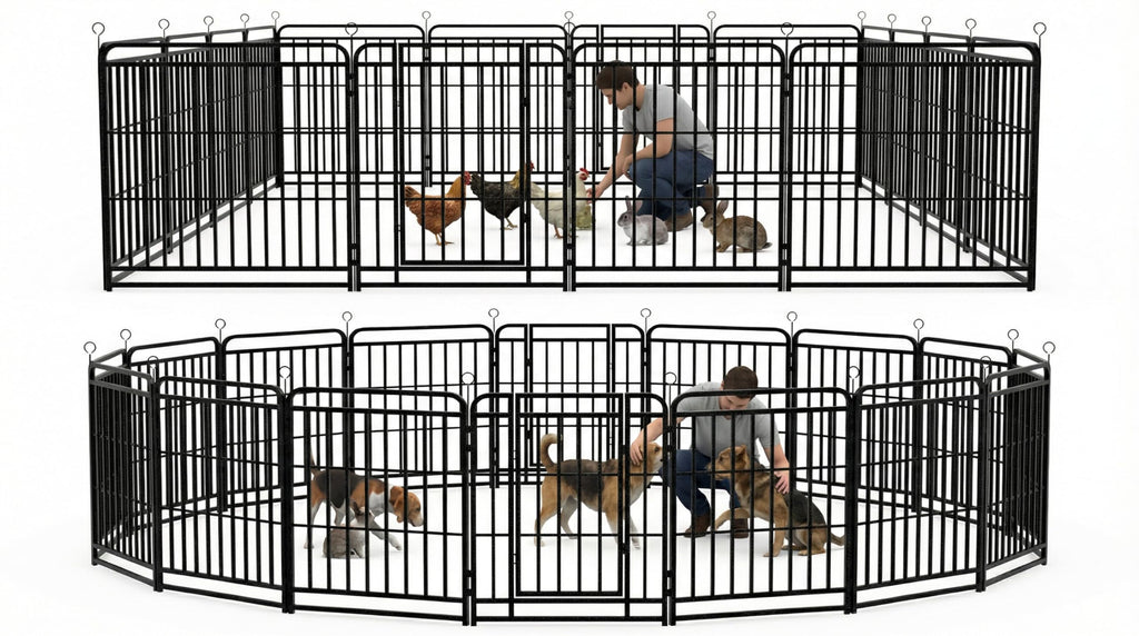 16 Panels 40'' Rustproof Metal Dog Playpen L582