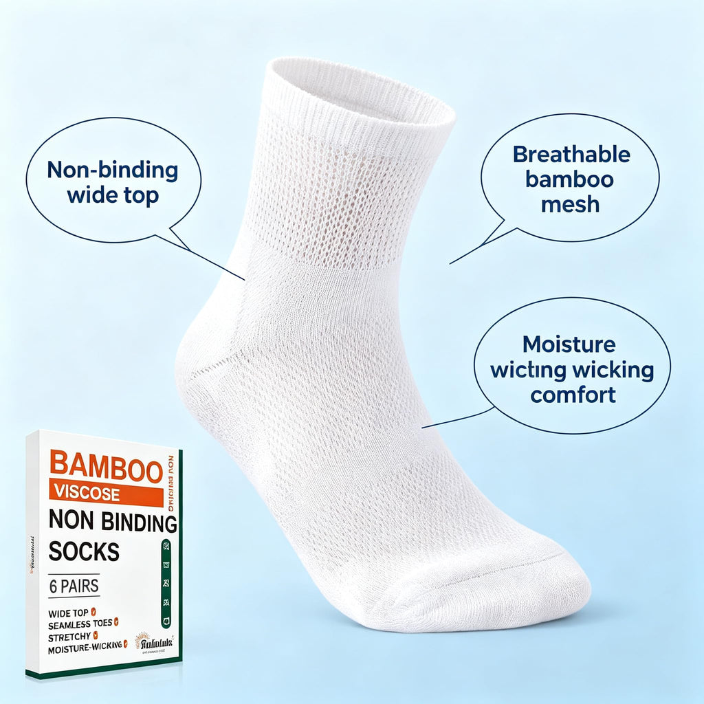 Bamboo Viscose Diabetic Socks 6 Pairs T1309