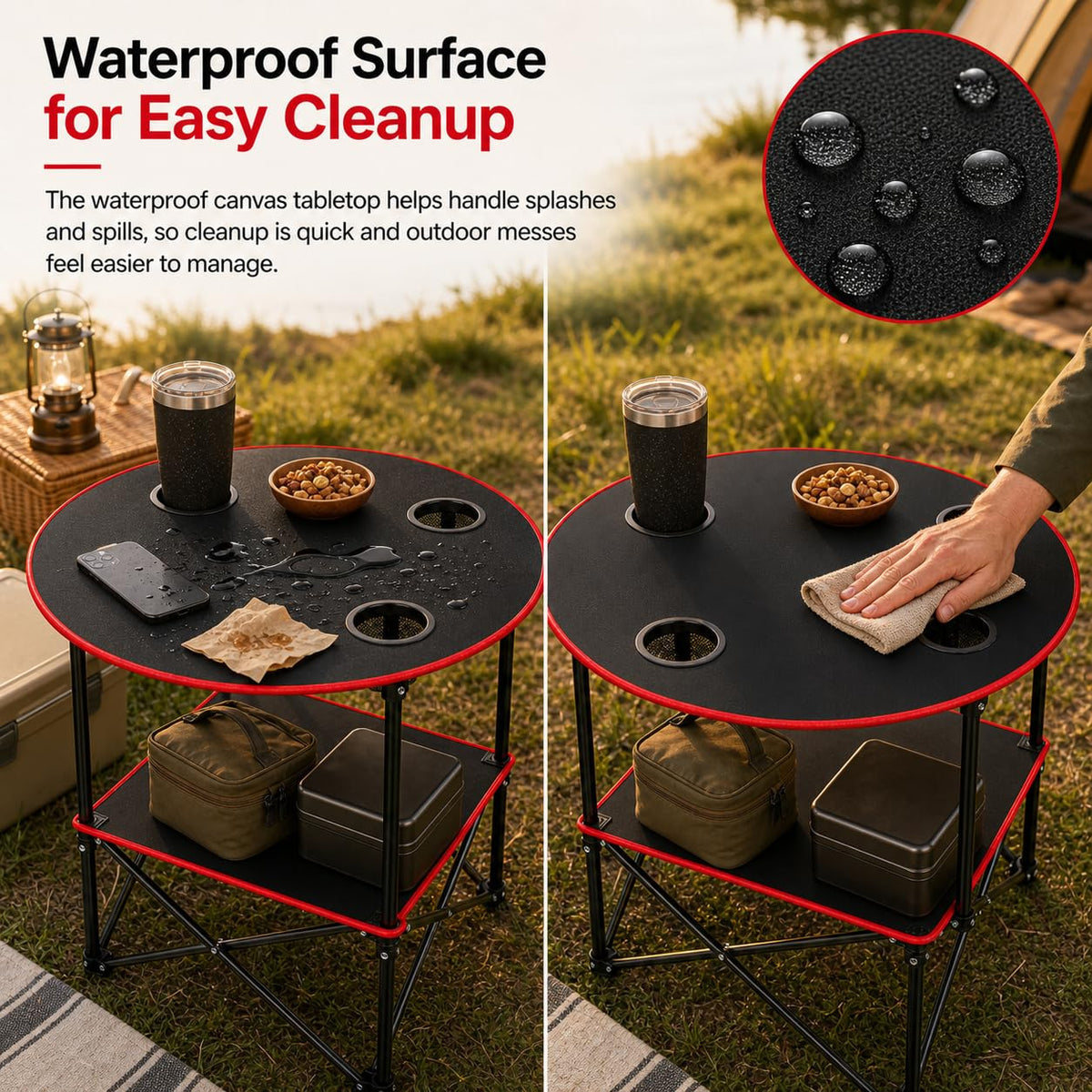 Portable Folding Camping Table with 4 Cup Holders & Carry Bag Z209062