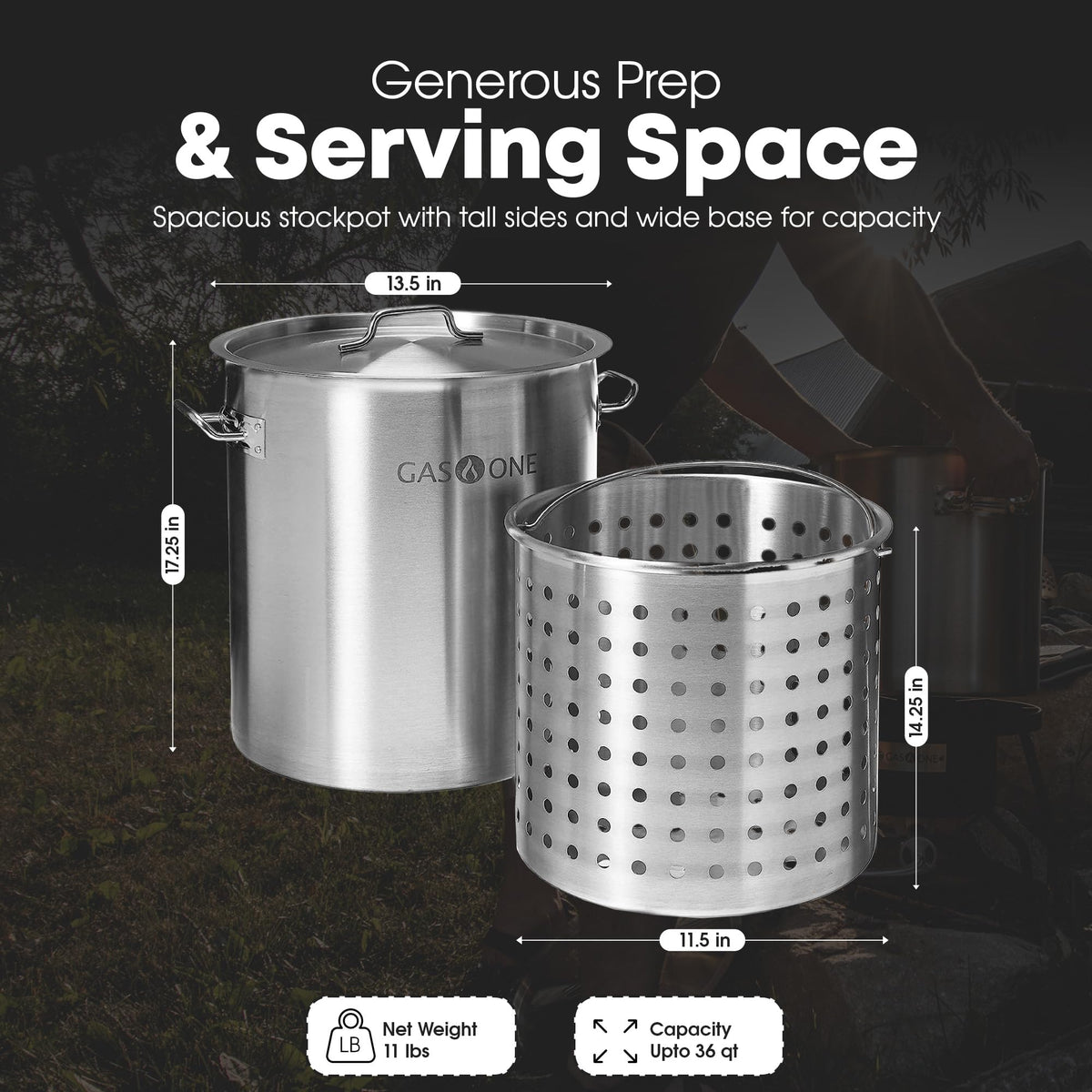 Stainless Steel 36qt Stockpot with Basket and Lid J766