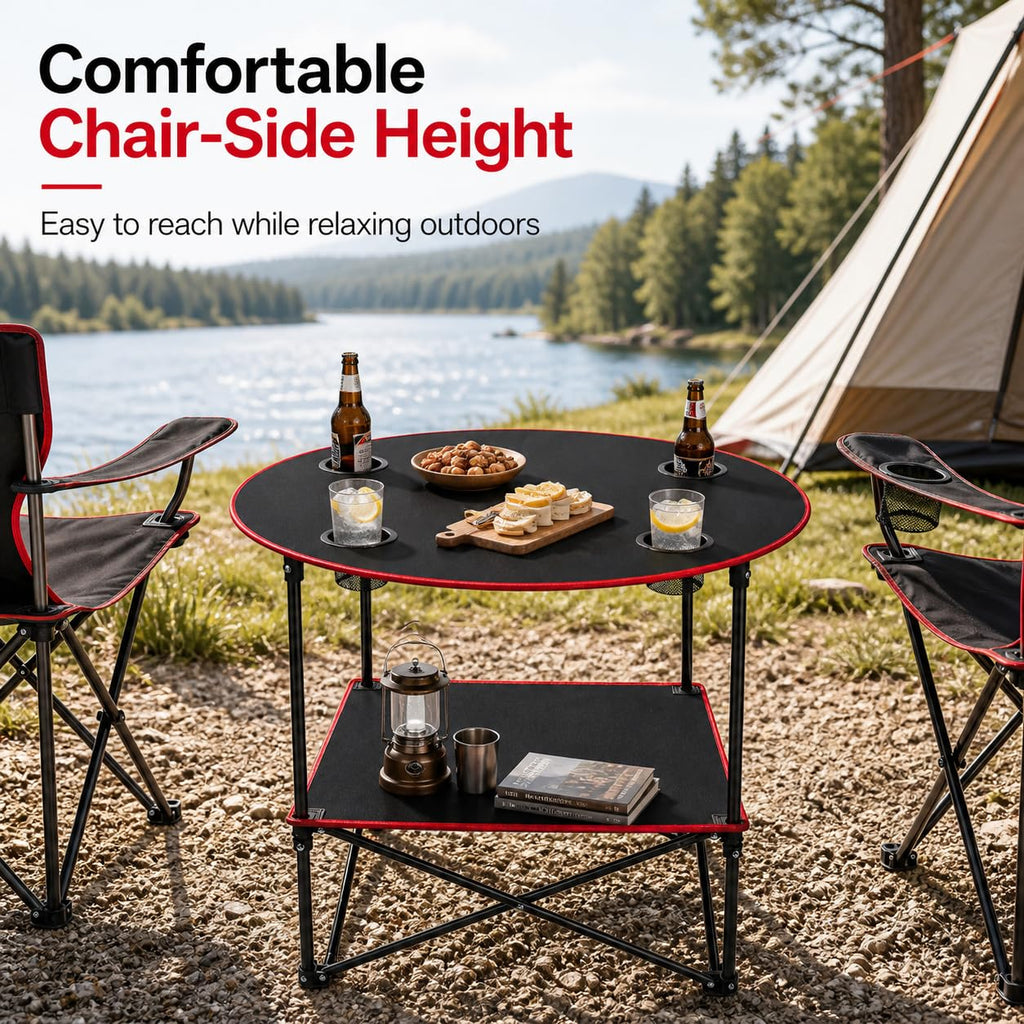 Portable Folding Camping Table with 4 Cup Holders & Carry Bag Z209062