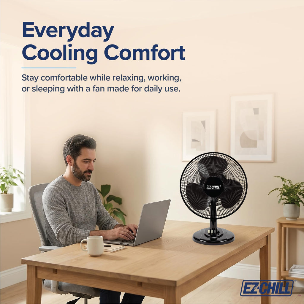 16" 3-Speed Oscillating Table Fan Black Y503