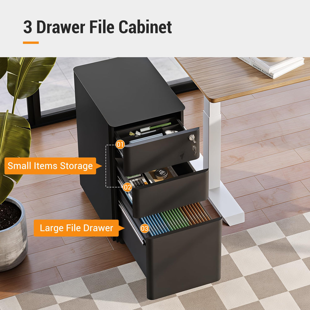 3 Drawer Mobile File Cabinet M374945