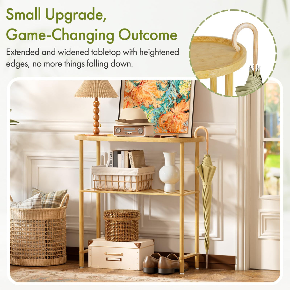 Bamboo 2-tier Oval Top Console Table U3959