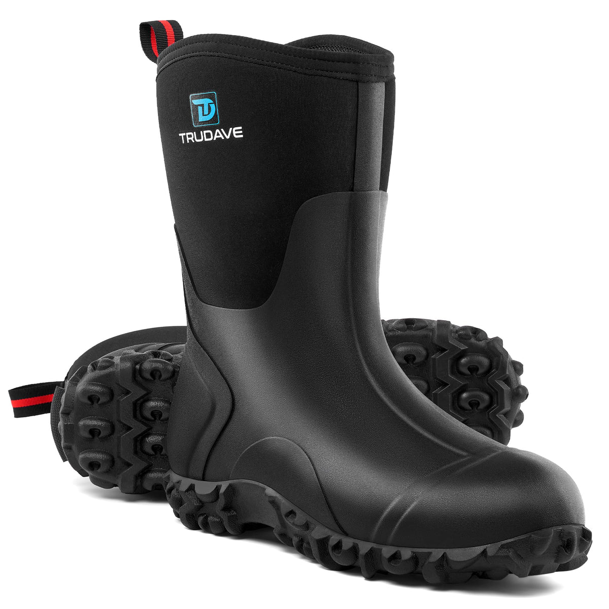 Rubber Boots with Steel Shank, 6mm Neoprene Mid Calf Rain Boots V627