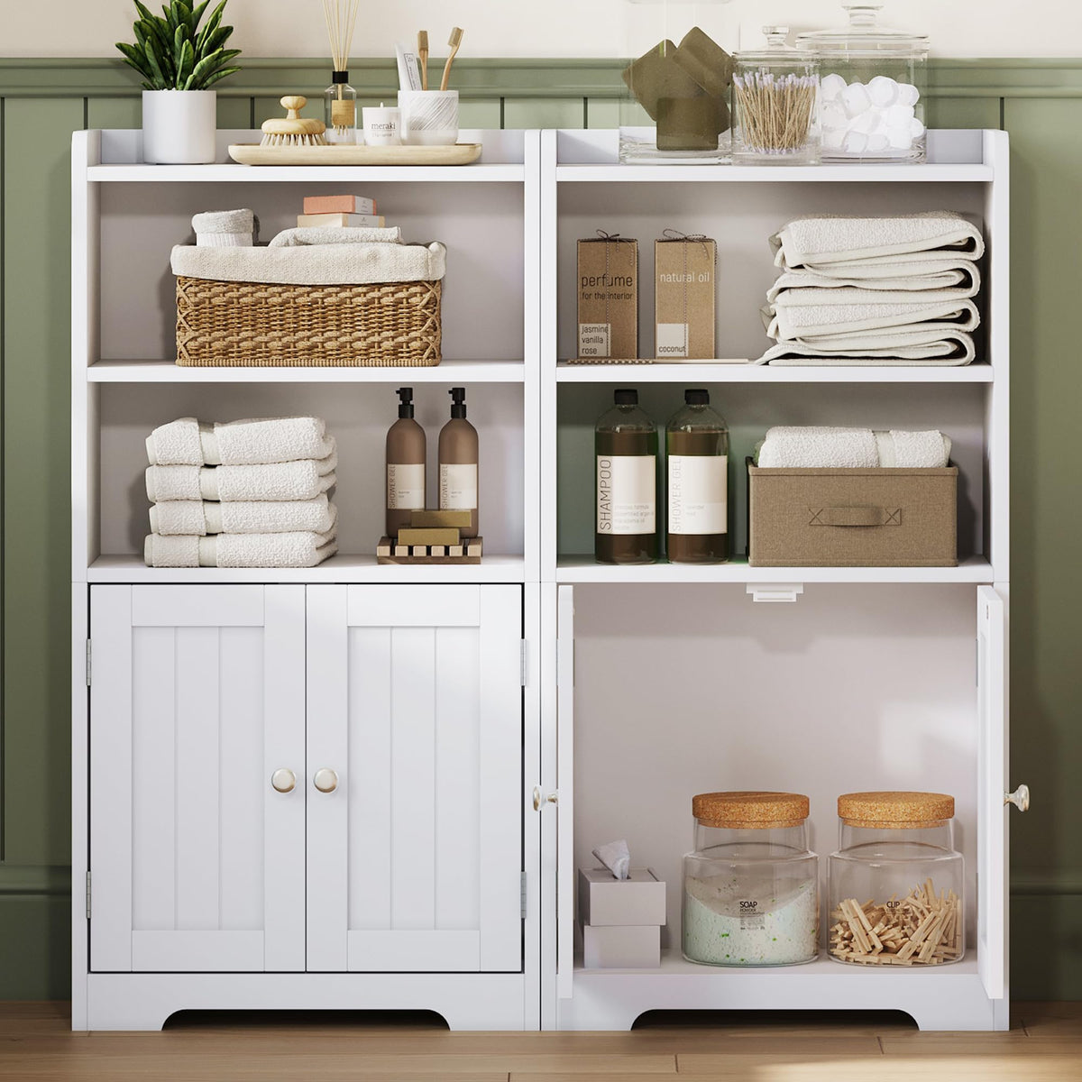 Small Bathroom Storage Cabinet with 2 Door and Shelves I15898