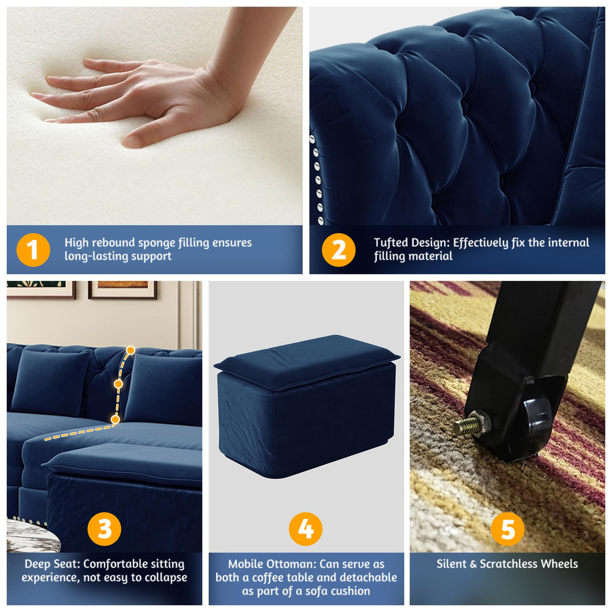 Blue Velvet King Size Sleeper Sofa S234