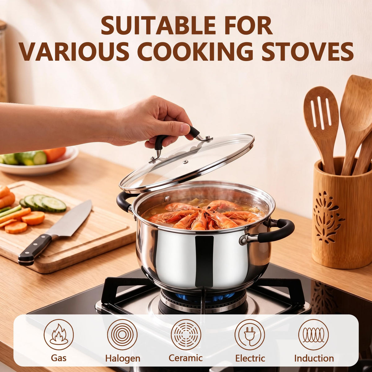 4 Quart Stainless Steel Stock Pot with Lid I705