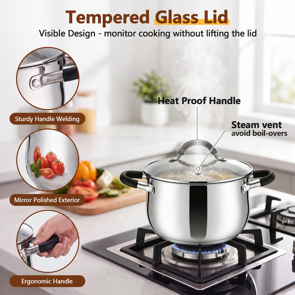 4 Quart Stainless Steel Stock Pot with Lid I705