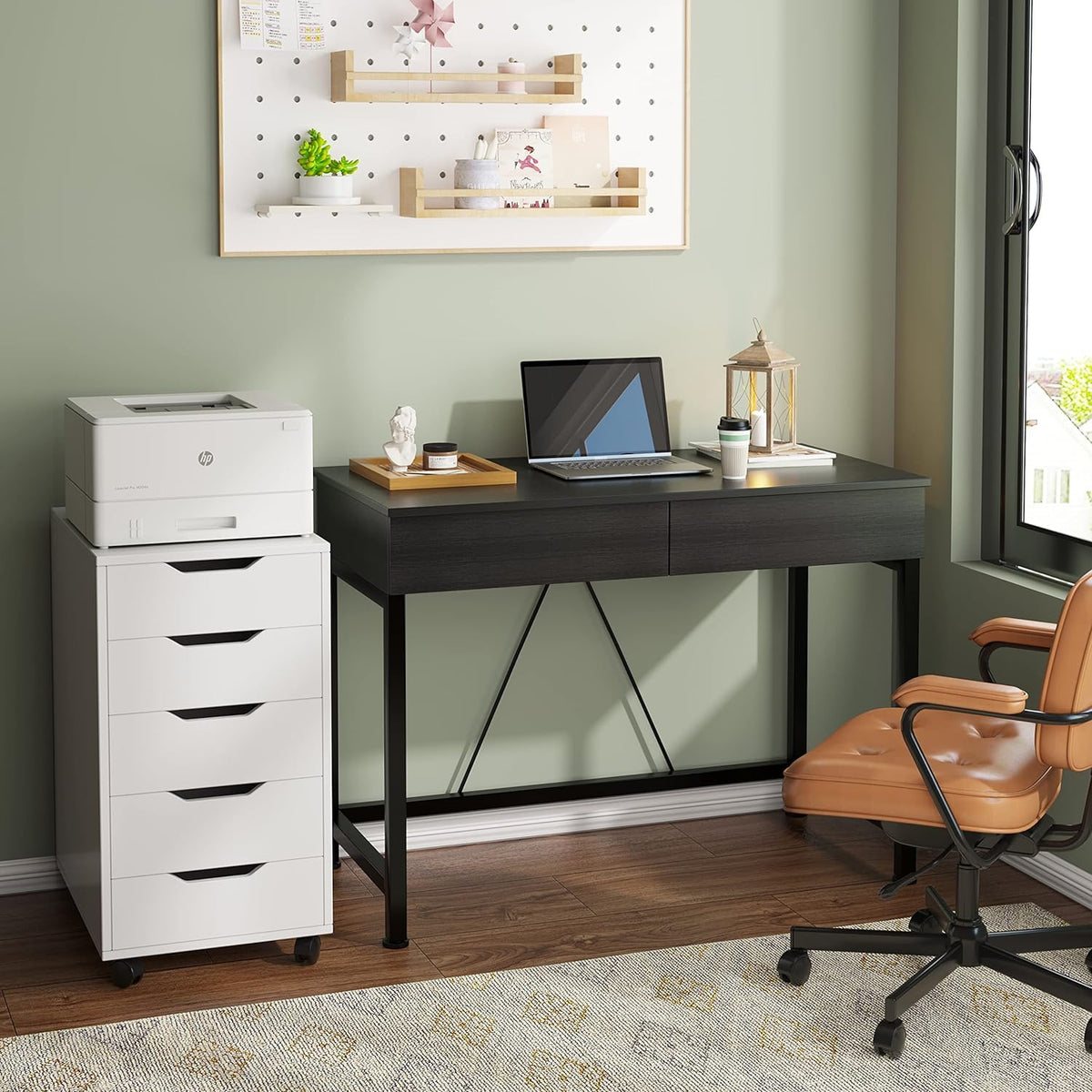 Black Wooden Computer Desk with Drawers Z45120
