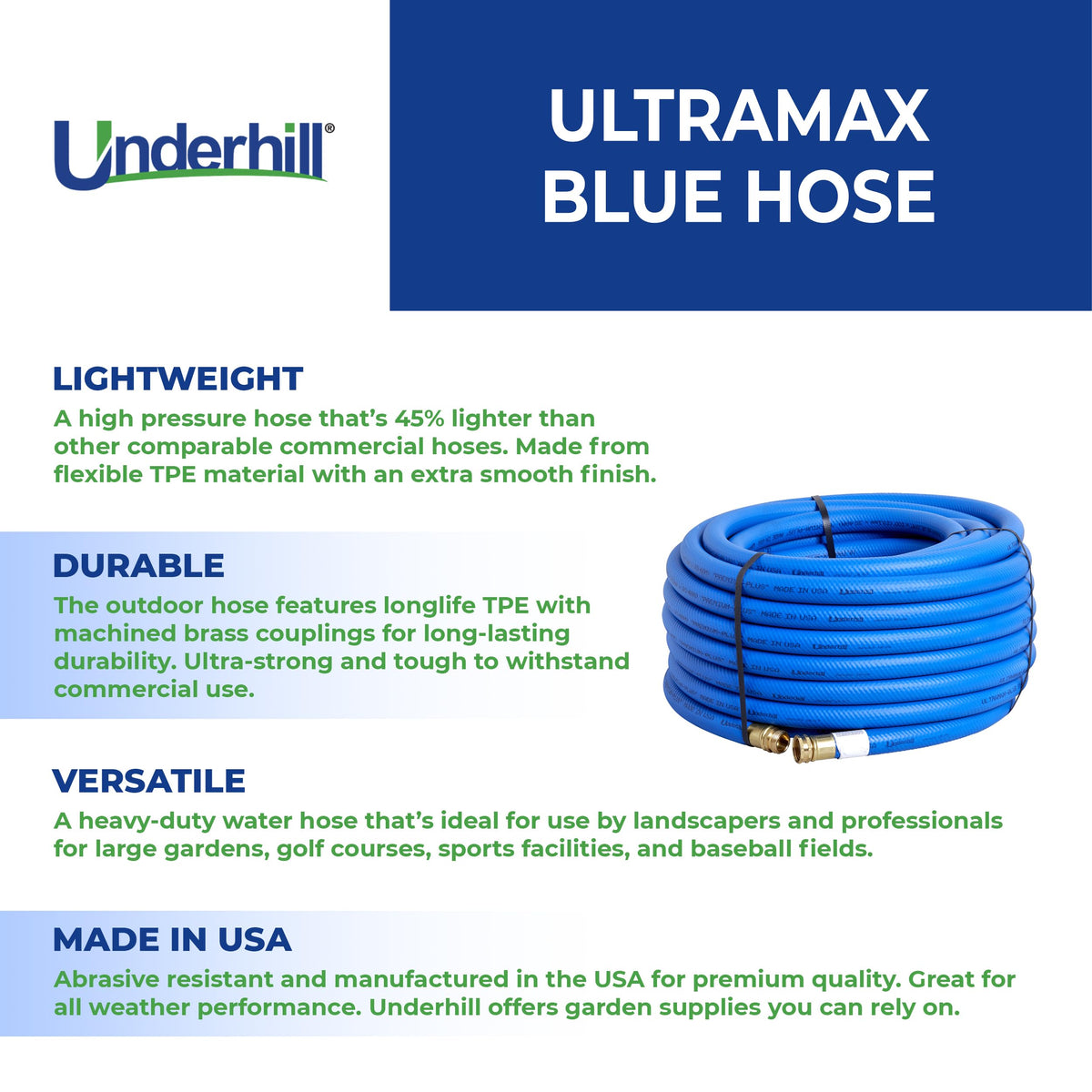 Blue 100 ft Lightweight Flexible Anti-Kink Garden Water Hose O490