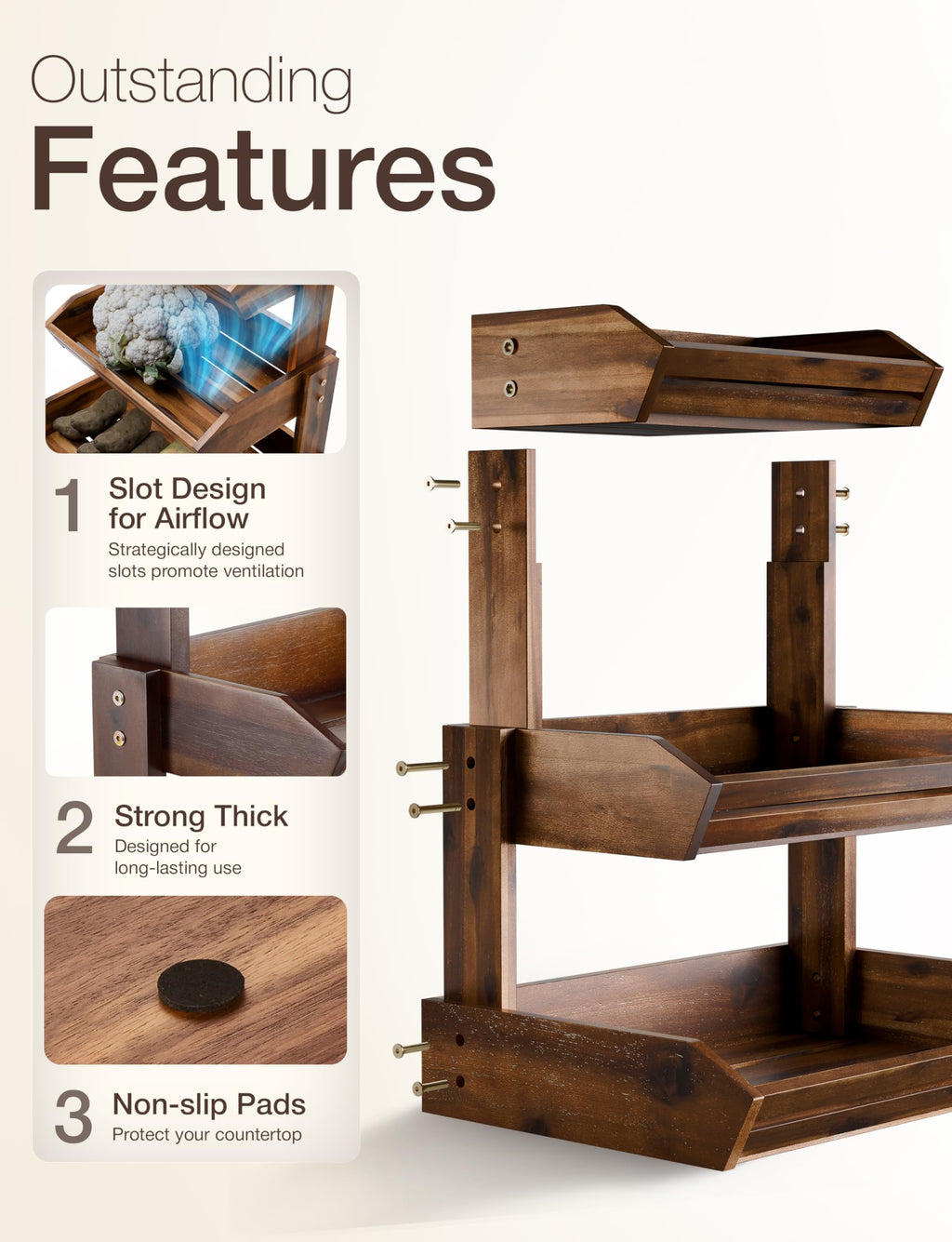 Acacia 3 Tier Fruit Basket P254