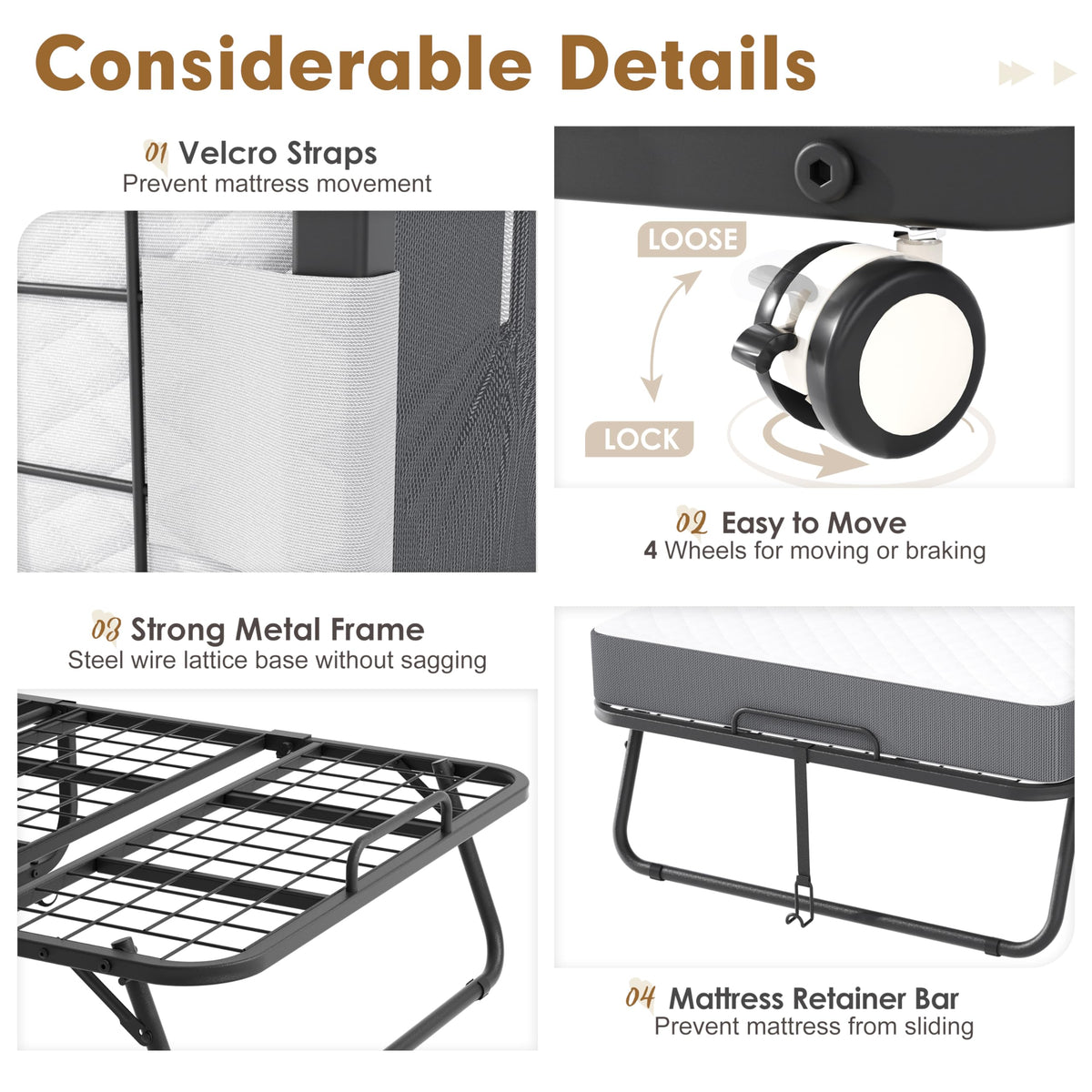 Folding Bed with 5” Mattress R418774