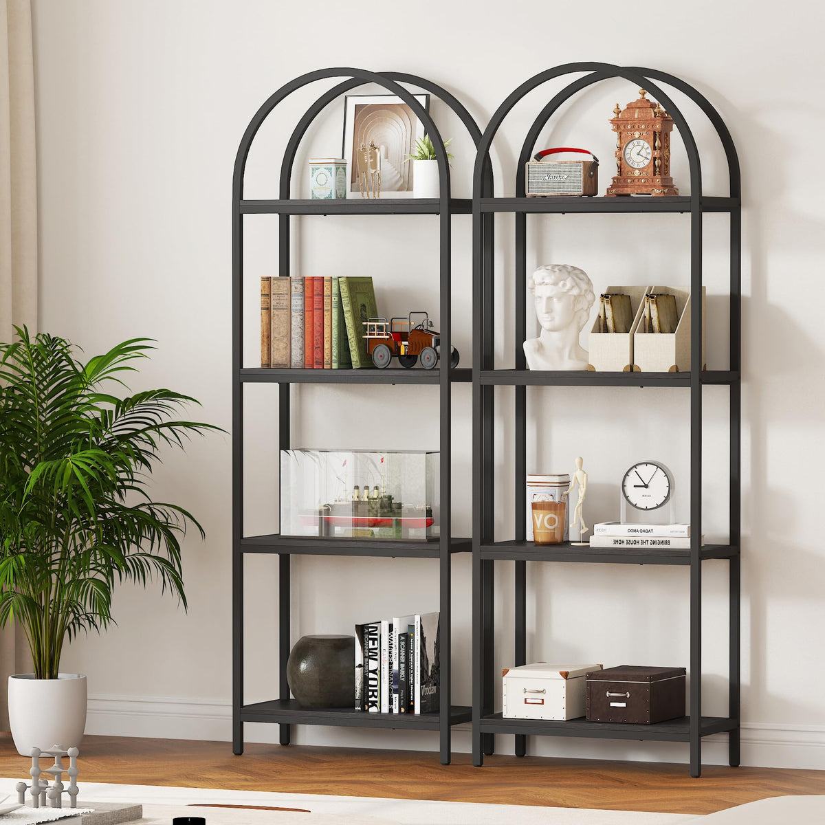 4 Tier Arched Black Bookshelf D3739