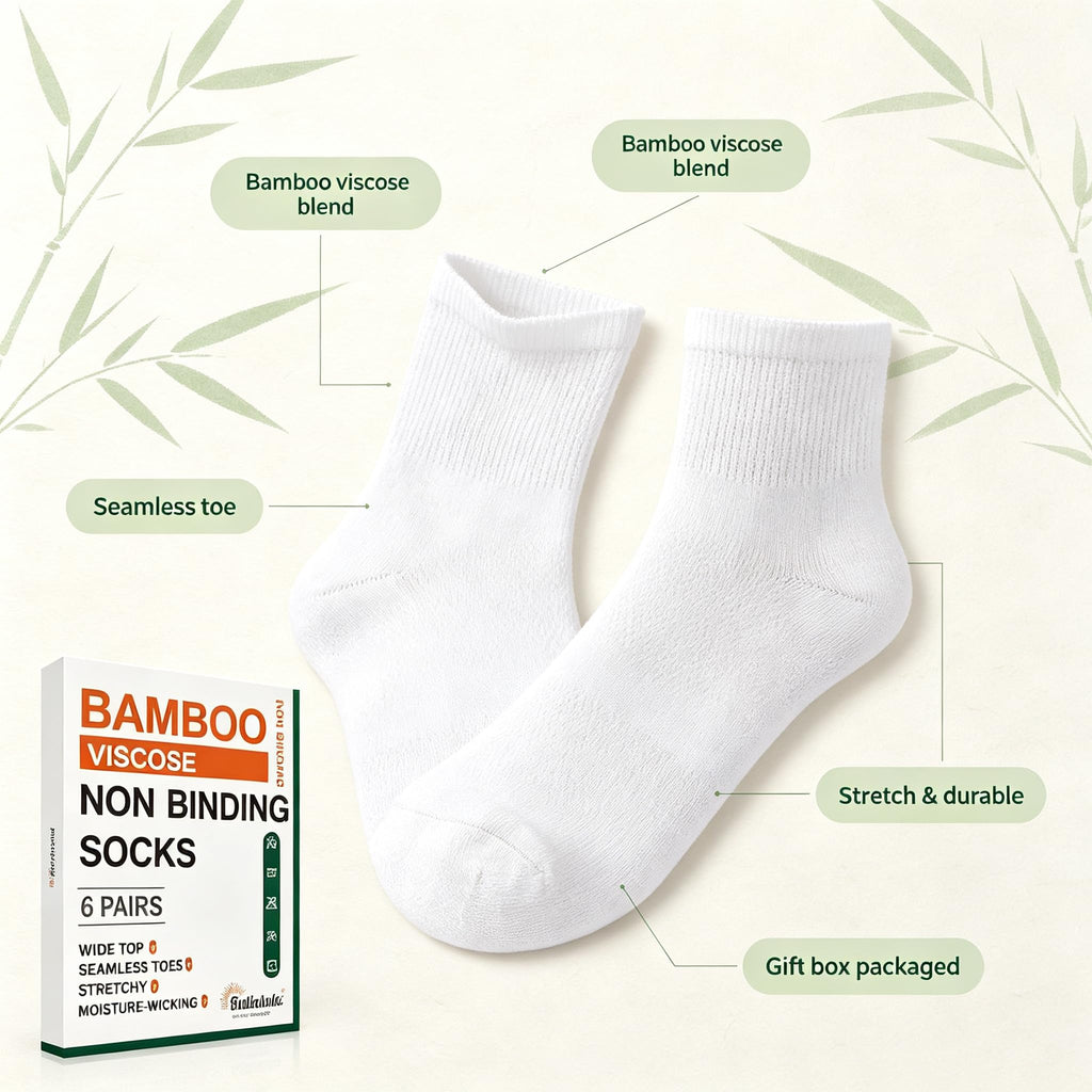 Bamboo Viscose Diabetic Socks 6 Pairs T1309
