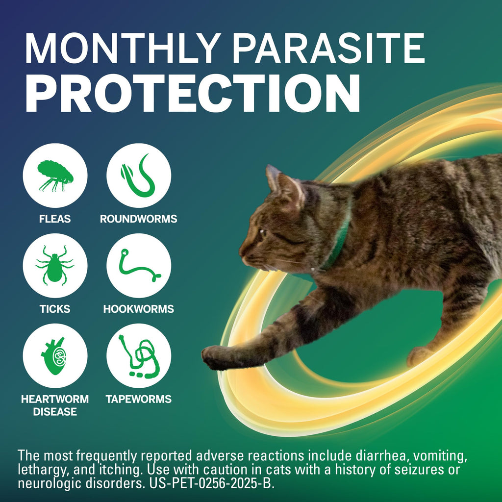 Flea and Tick Protection Plus Heartworm Disease Preventive for Cats 3 Doses B189815