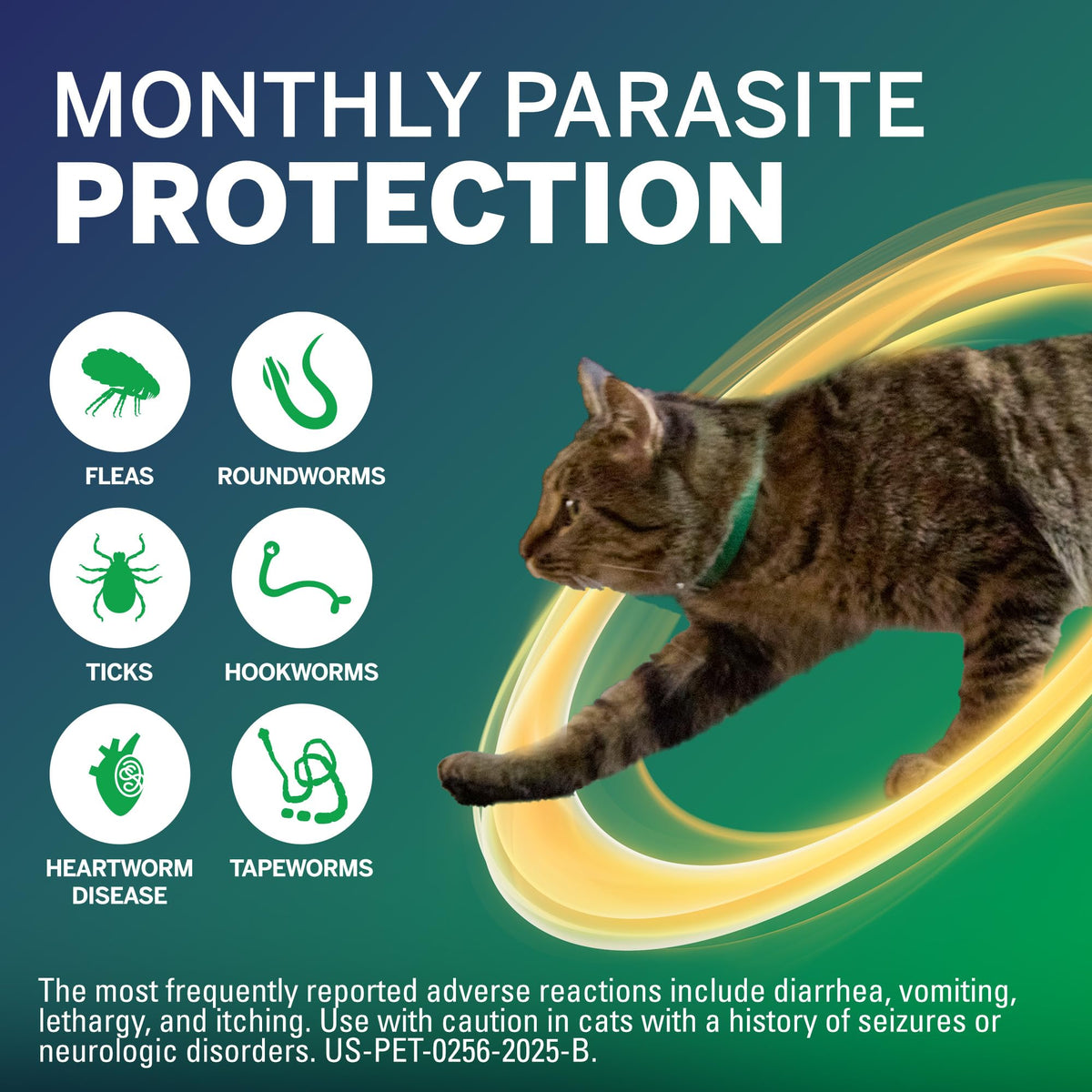 Flea and Tick Protection Plus Heartworm Disease Preventive for Cats 3 Doses B189815