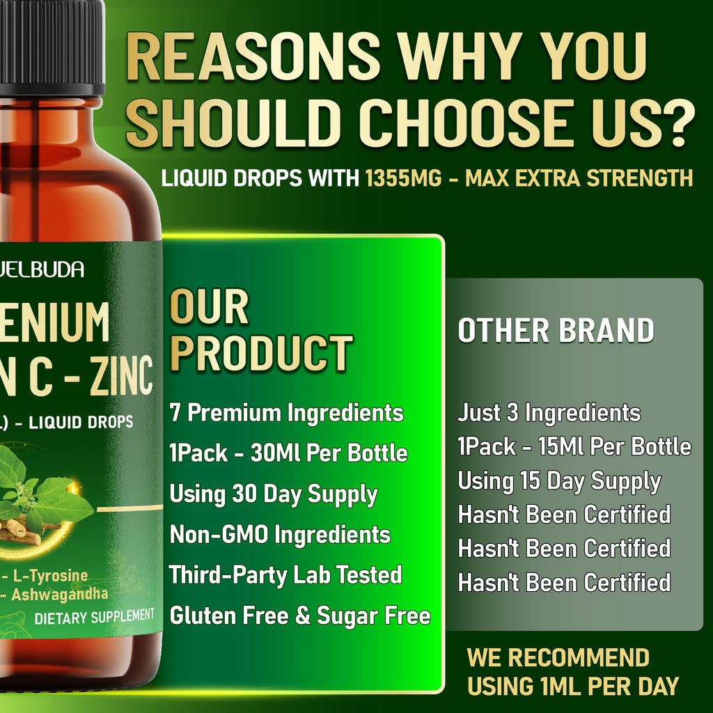 Selenium Liquid Drops with Vitamin C, Zinc, Iodine, L-Tyrosine, Ashwagandha and Turmeric C753159