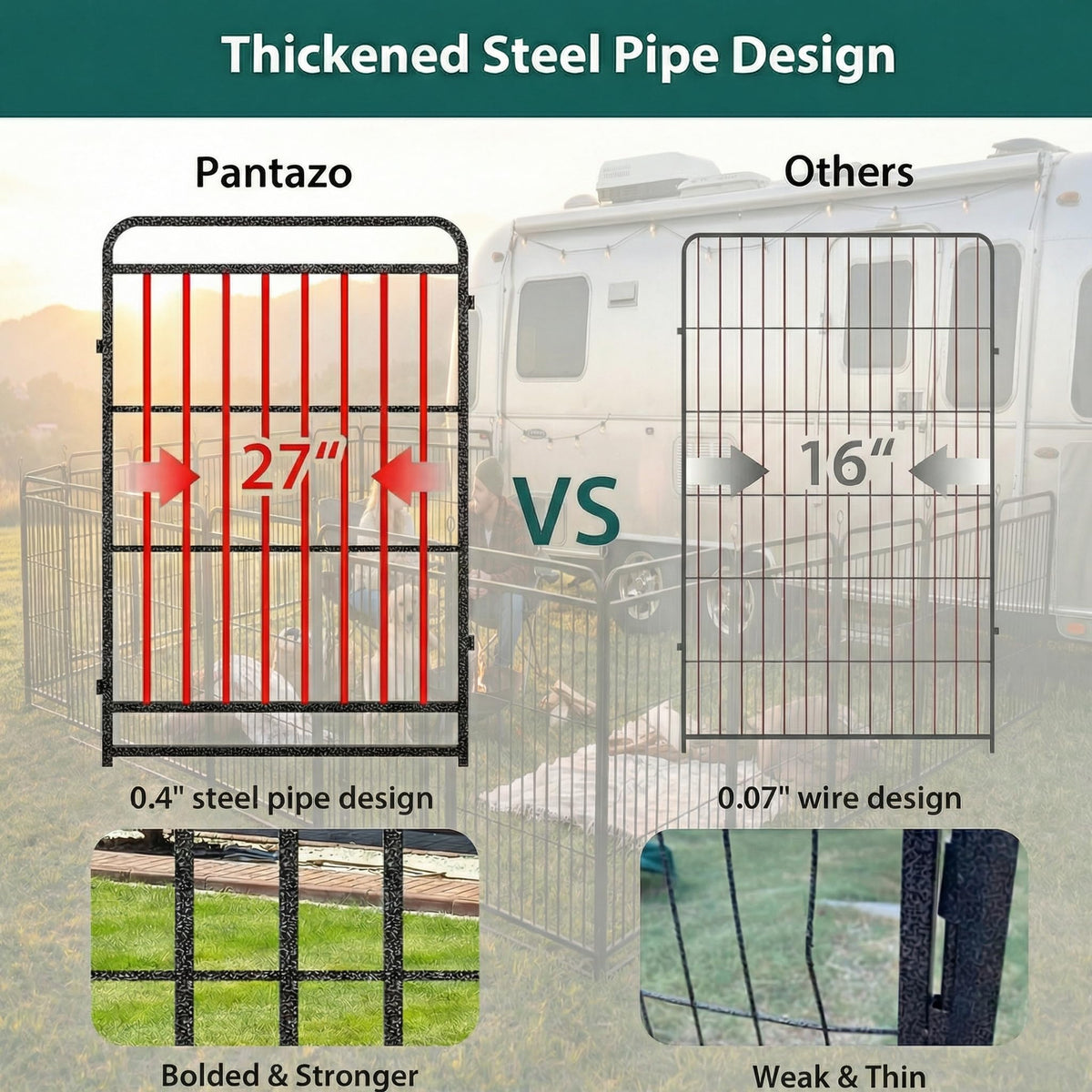 16 Panels 40'' Rustproof Metal Dog Playpen L582