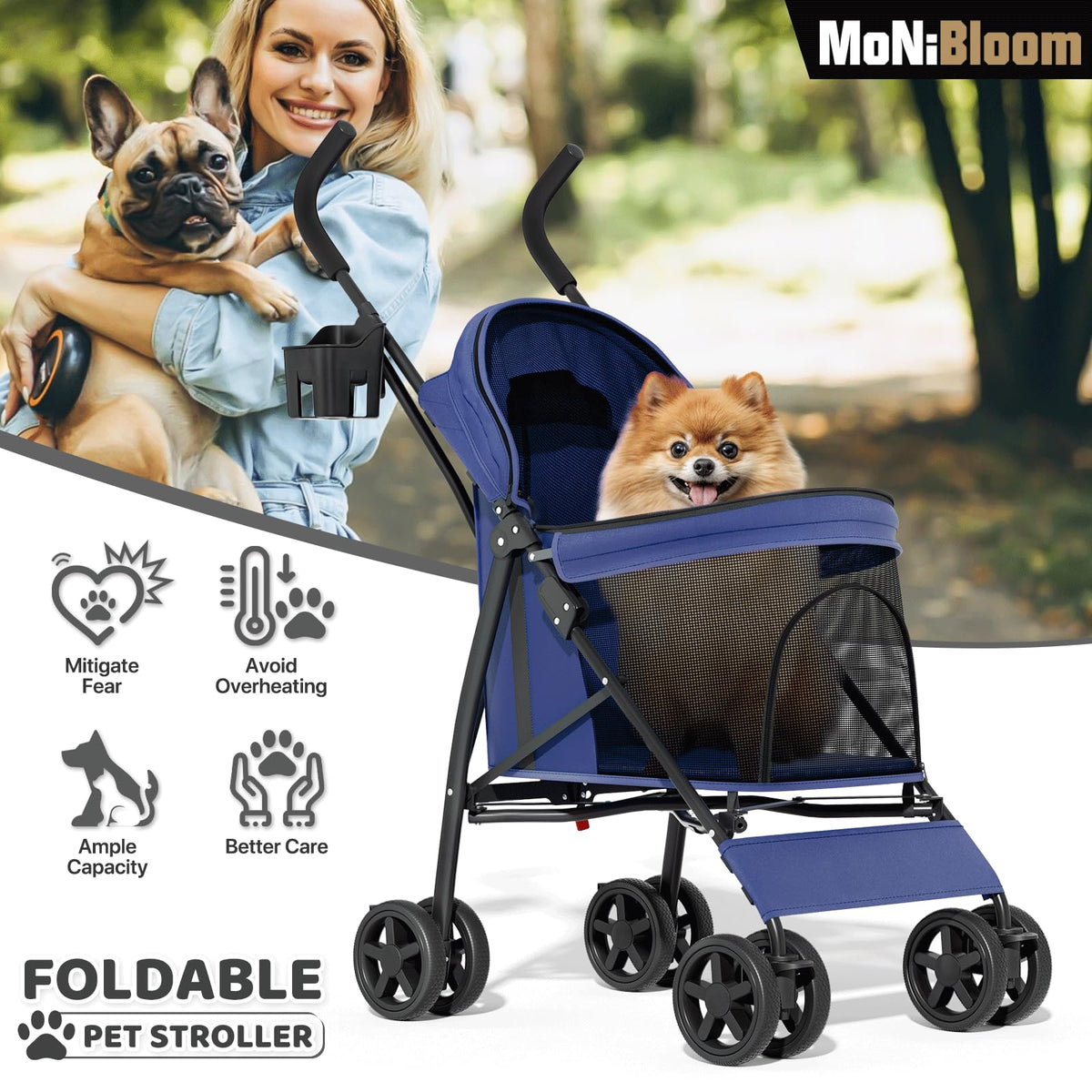 Navy Blue Pet Stroller A7242