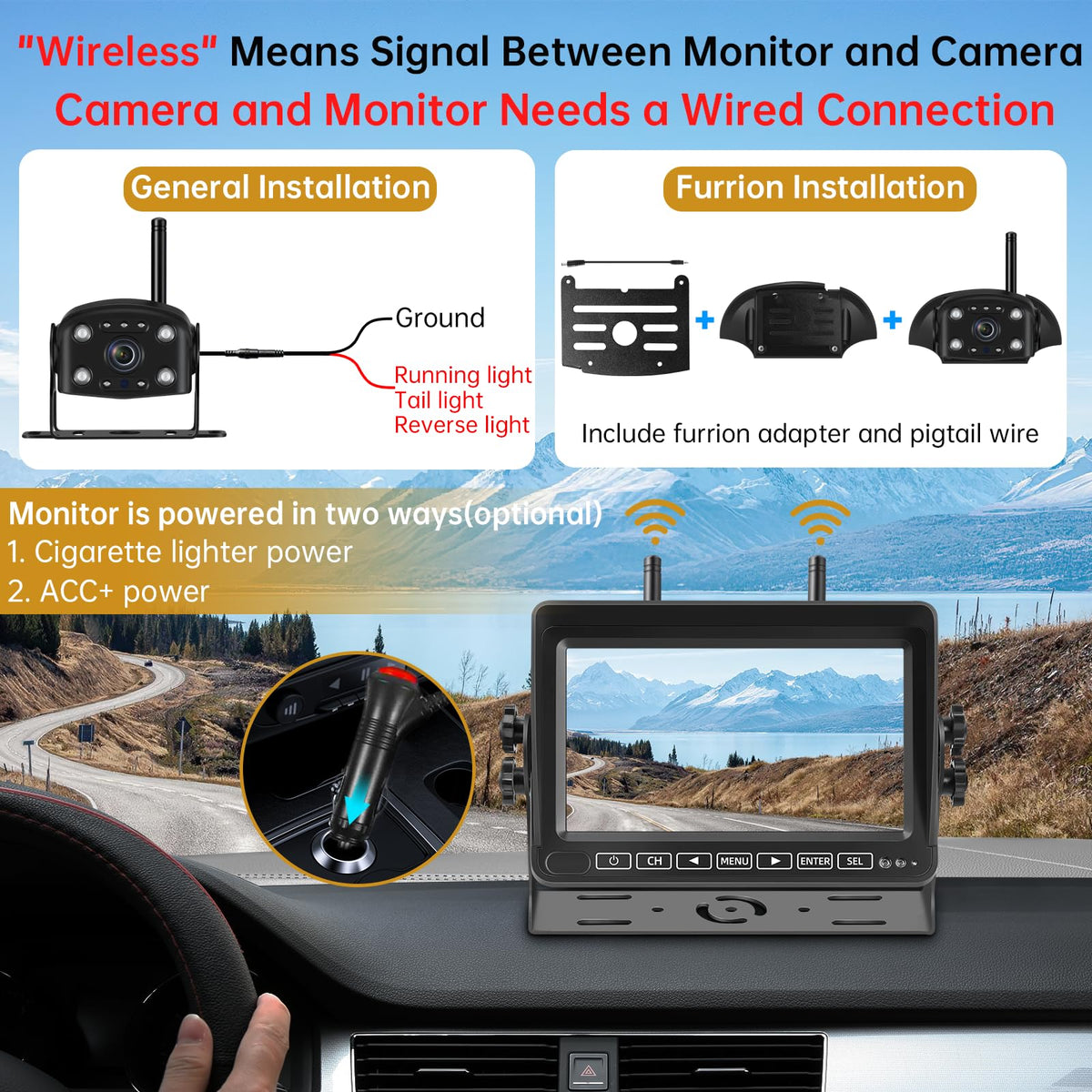 Wireless Backup Camera with 7" 1080P Monitor L40316