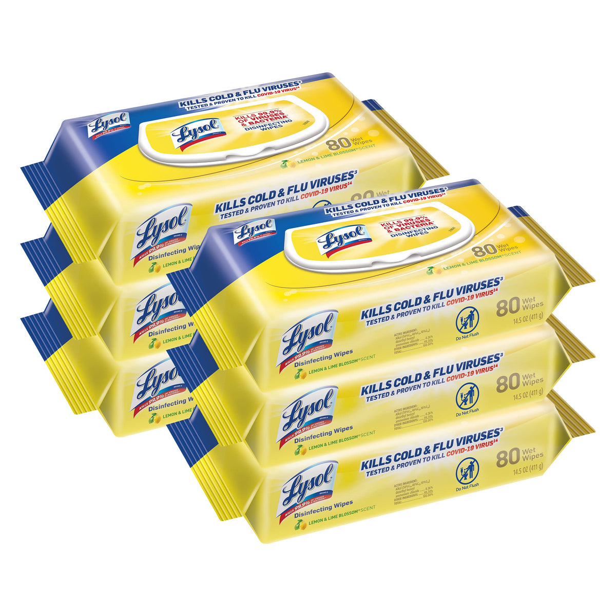Multi-Surface Antibacterial Cleaning Wipes, Lemon and Lime Blossom, 480 Count C6399