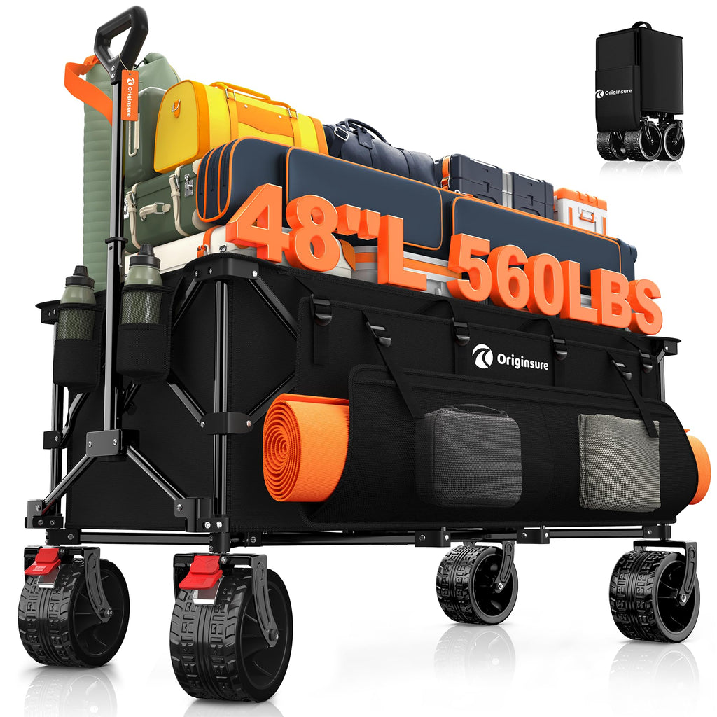 Black Foldable Beach Wagon with Big Wheels U1342