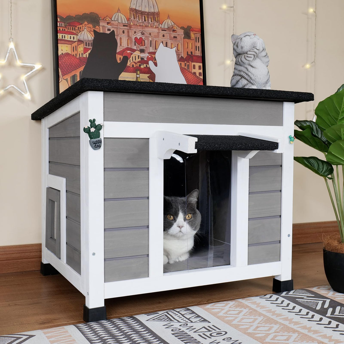 Grey Outdoor Insulated Cat House T959164