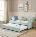 Twin Size Gingham Daybed with Trundle and Side Storage Pockets U20396